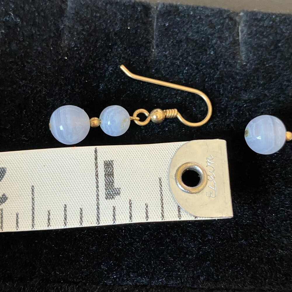 Vintage Blue Lace Agate Dangle Earrings - Picture 10 of 14